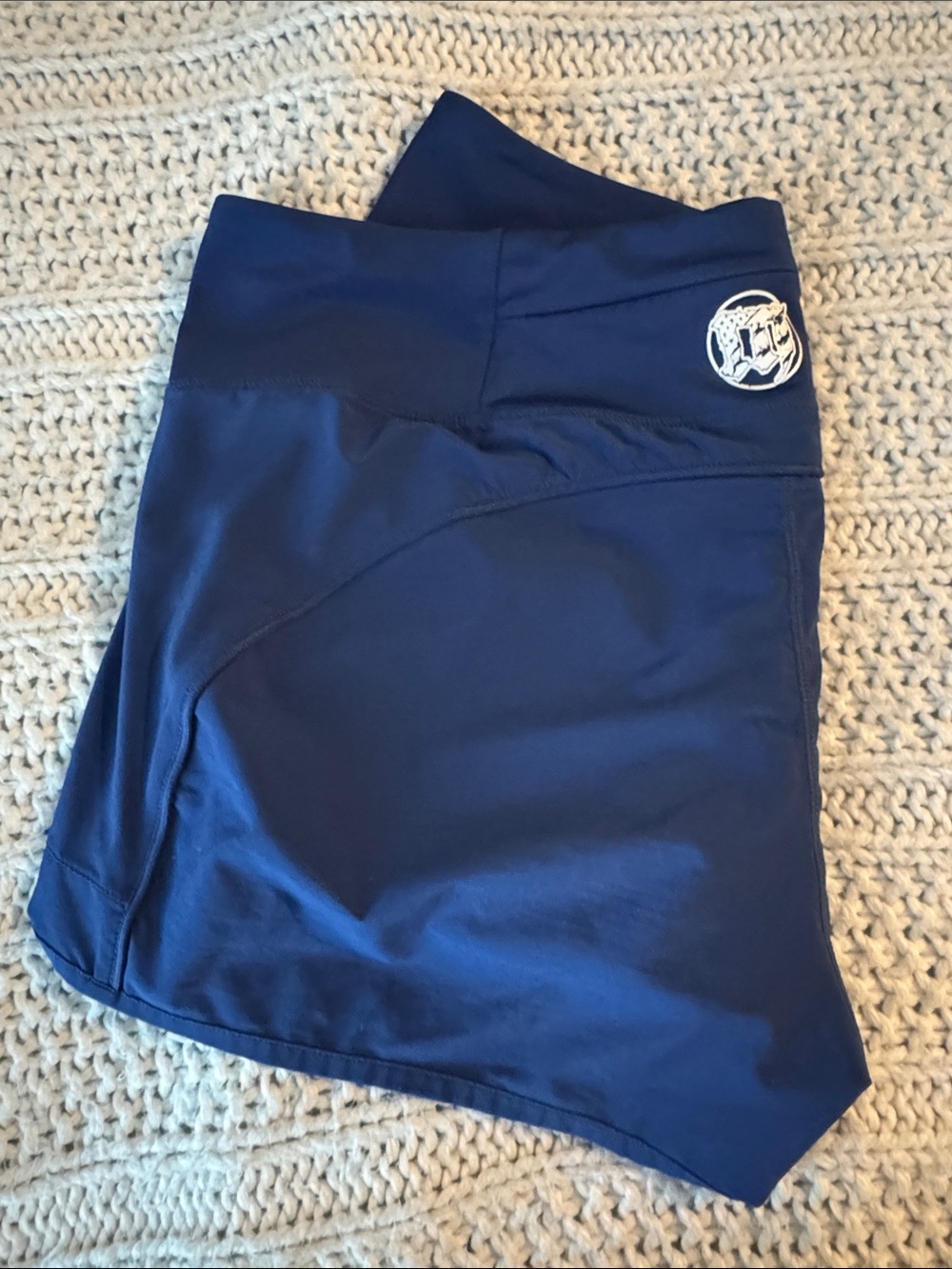 Womens’ Navy Athletic High Waisted Shorts with Mayhem Logo